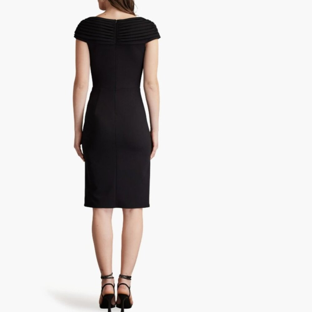 Tadashi Shoji Pleated Crepe Sheath Dress (XL) - Picture 3 of 11
